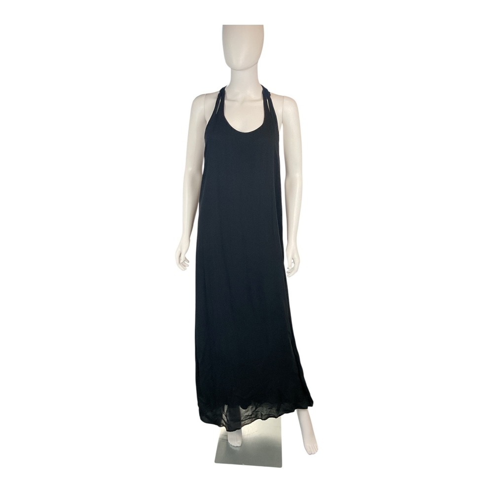 Ladakh XL Black Maxi Dress Halter‎ Sleeveless Crisscross Back Casual Party